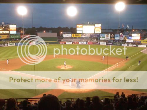 The seats directly under the press box in Pawtucket are surprisingly good. Especially when it starts raining. (J. Couture photo)